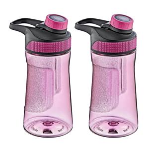 Waterfles / drinkfles / sportfles Aquamania - 2x - roze - 530 ml - kunststof - bpa vrij