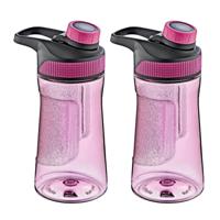 Waterfles / drinkfles / sportfles Aquamania - 2x - roze - 530 ml - kunststof - bpa vrij - thumbnail