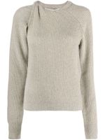 Stella McCartney pull en maille nervurée à détail torsadé - Gris