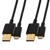 Amazon Basics 7WXKV4 verbindingskabel, USB 2.0, USB-A-stekker naar Micro USB B-stekker (2 stuks), 1,8 m, zwart