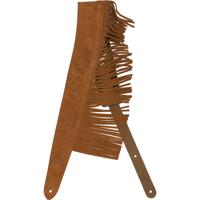 Fender Suede Fringe Strap gitaarband met franjes, bruin