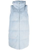 Herno zip-up faux-fur hooded gilet - Bleu