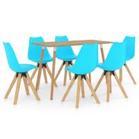 vidaXL 7-delige Eethoek blauw