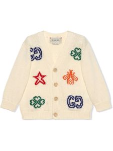 Gucci Kids cardigan en maille intarsia - Blanc