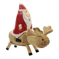 Houten Kerstman op Rendier (10 x 10 cm) - thumbnail