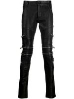 Philipp Plein pantalon en cuir à détails zippés - Noir