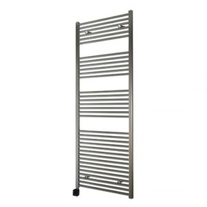 Sanicare elektrische design radiator 60x112cm inox-look met Bluetooth en thermostaat links zwart