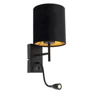 QAZQA Art Deco wandlamp zwart met velours kap - Stacca