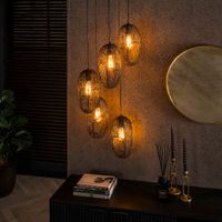 LifestyleFurn Hanglamp Shanay Wire, 5-lamps - Artic zwart - thumbnail