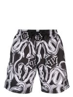 Philipp Plein short de bain imprimé à logo - Noir