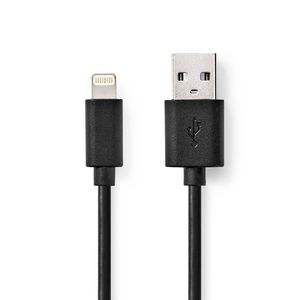 Nedis CCGL39300BK20 Lightning Kabel Usb 2.0 Apple Lightning 8-pins Usb-a Male 480 Mbps Vernikkeld 2.00 M Rond Pvc Zwart Label