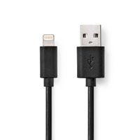 Nedis CCGL39300BK20 Lightning Kabel Usb 2.0 Apple Lightning 8-pins Usb-a Male 480 Mbps Vernikkeld 2.00 M Rond Pvc Zwart Label - thumbnail