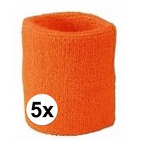 5x Oranje zweetbandje voor pols