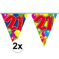 2x 21 jaar vlaggetjes slingers 10 meter   - - thumbnail