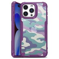 iPhone 15 Pro Max Anti-Shock Hybride Hoesje - Camouflage - Paars - thumbnail