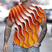 Voor heren T-shirt T-shirts Grafisch Abstract Strakke ronde hals Kleding 3D-afdrukken Buiten Casual Korte mouw Afdrukken Vintage Modieus Ontwerper Lightinthebox