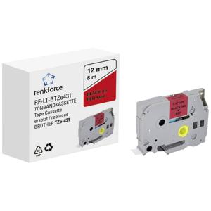 Labeltape Renkforce RF-LT-BTZe431 Compatibel vervangt Brother TZe-431 12 mm Tapekleur: Rood Tekstkleur: Zwart 8 m