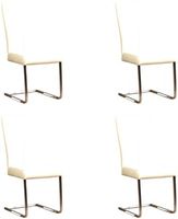 Set van 4 Gebroken witte leren industriële eetkamerstoelen Dare - poot vierkant rvs - Hermes Leer Bianco (gebroken wit leer) - thumbnail