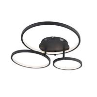QAZQA - Moderne plafondlamp zwart incl. LED en dimmer- Rondas | Dimmer | Dimbaar | Woonkamer | Slaapkamer | Keuken - Aluminium Organisch - (niet vervangbare) led LED inbegrepen - Max. 1 x 30 Watt
