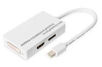 Digitus DB-340509-002-W DisplayPort-kabel DVI / HDMI / DisplayPort Adapter DisplayPort-bus, HDMI-A-bus, DVI-D 24+1-polige bus 0.20 m Wit Afgeschermd (dubbel), - thumbnail