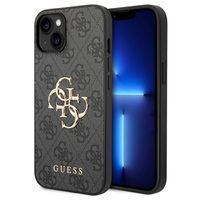 iPhone 15 Plus Guess 4G Big Metal Logo Hybrid Case - Grijs - thumbnail