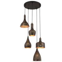 Hanglamp Fuoco Bruin Zwart 5 Lichts Ø 40cm E27 Fitting - thumbnail