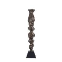 PTMD Fleure Brass casted alu candle holder black base L