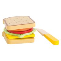 Small Foot Houten Speeleten Sandwich met Bestek, 7dlg. - thumbnail