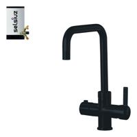 Selsiuz kokend water kraan met combi extra boiler en U-uitloopkraan zwart