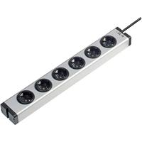 EHMANN 0600x00062031 aluminium universele aluminium stekkerdoos 6-voudig, 1,5 m snoer