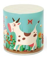 Scratch dierengeluid koe 6 cm blauw/wit