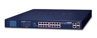 PLANET 16-Port 10/100TX 802.3at combo PoE Switch 2-Port Gigabit TP/BASE-met LCD PoE Monitor 300 Watt