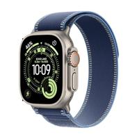 Apple Watch Ultra 3 GPS + Cellular 49 mm Premium hardloop- en multisport-smartwatch met robuuste kast van naturel titanium, blauw/felblauw Trail‑bandje (M/L)