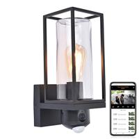 FLAIR, buitenlamp met bewegingsmelder en camera, bewakingscamera Full-HD en intercominstallatie, incl. 16GB SD-kaart, compatibel met Google Voice & Alexa, wandlamp (E27 max.40W)