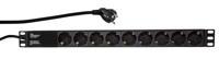 LogiLink PDU9C03 19 inch Stekkerdoos voor patchkast 1 HE Geaarde contactdoos Zwart - thumbnail