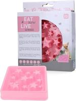 Eat Slow Live Longer Star Feeder - Anti-kauw-voederbak - slow feeder voor honden - antislip - roze - 14 x 14 cm - XS - Geschikt voor kleinere honden