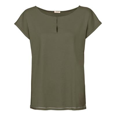 Overshirt met cut-outs en contrastnaad, olijfgroen 40/42