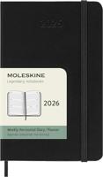 Moleskine 12 Monate Wochenkalender 2026, Pocket/A6, 1 Wo = 2 Seiten, horizontal, fester Einband, Schwarz