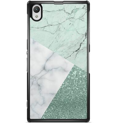 Sony Xperia Z1 hoesje - Minty marmer collage
