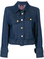 John Galliano Pre-Owned veste en jean à taille ceinturée - Bleu