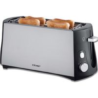 Cloer Toaster 3710 Broodrooster met dubbele lange sleuf Met geïntegreerde broodopzet Zwart, Zilver - thumbnail