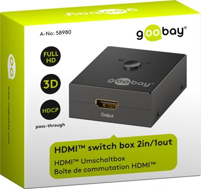 Goobay 58980 2 poorten HDMI-switch Met status-LEDs 1920 x 1080 pix