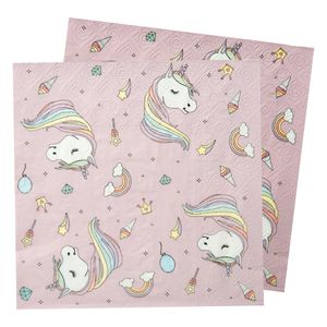 Eenhoorn thema feest servetten - 40x stuks - 33 x 33 cm - papier - unicorn/magie themafeest