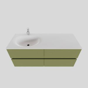 Badkamermeubel Solid Surface BWS Stockholm 120x46 cm Links Mat Groen 4 Laden (met 1 kraangat)