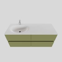 Badkamermeubel Solid Surface BWS Stockholm 120x46 cm Links Mat Groen 4 Laden (met 1 kraangat) - thumbnail