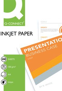 Q-CONNECT inkjet papier, ft A4, 100 g, pak van 200 vel, wit