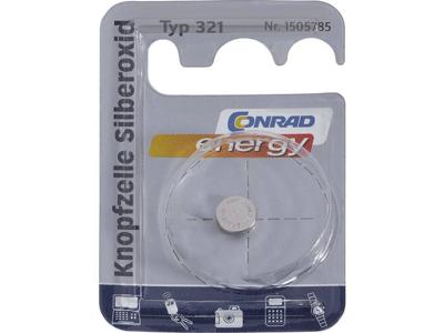 321 Knoopcel Zilveroxide 1.55 V 14.5 mAh Conrad energy SR65 1 stuk(s) 321 Knoopcel Zilveroxide 1.55 V 14.5 mAh Conrad energy SR65 1 stuk(s)