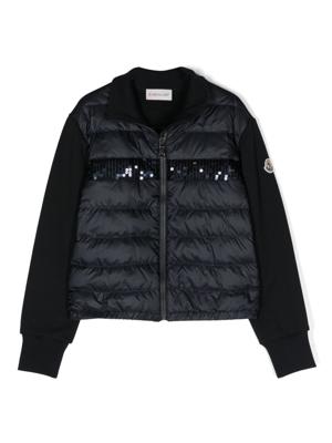 Moncler Enfant Gevoerd jack met pailletten - Blauw Moncler Enfant Gevoerd jack met pailletten - Blauw