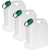 Jerrycan voor water - 3x - 5 liter - Kunststof - met kraantje en dop - thumbnail