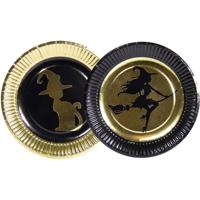 16x Heksen/zwarte Kat Thema Bordjes 23 Cm - Feestbordjes